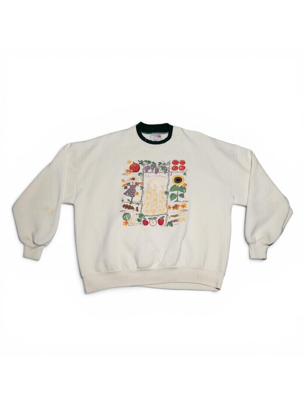 Vintage 90s Morning Sun Autumn Harvest Moon Scarecrow Sweatshirt